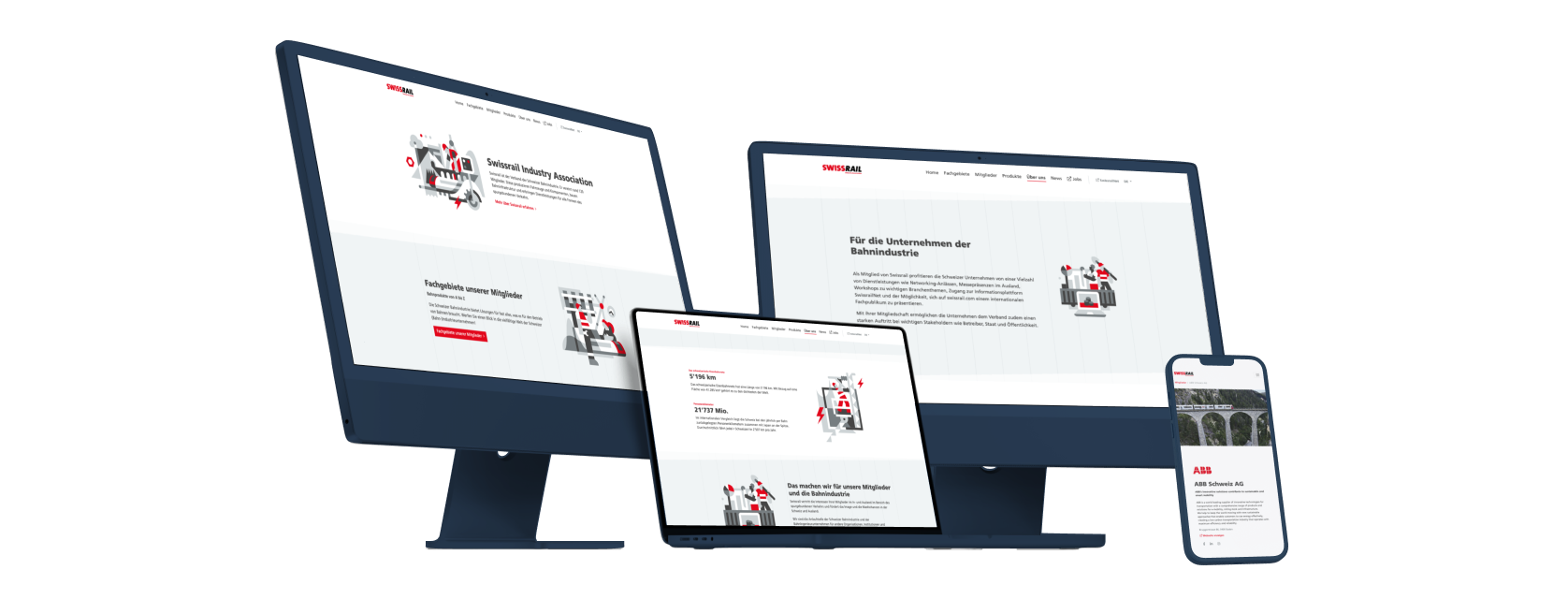 Preview des redesign der Swissrail Website